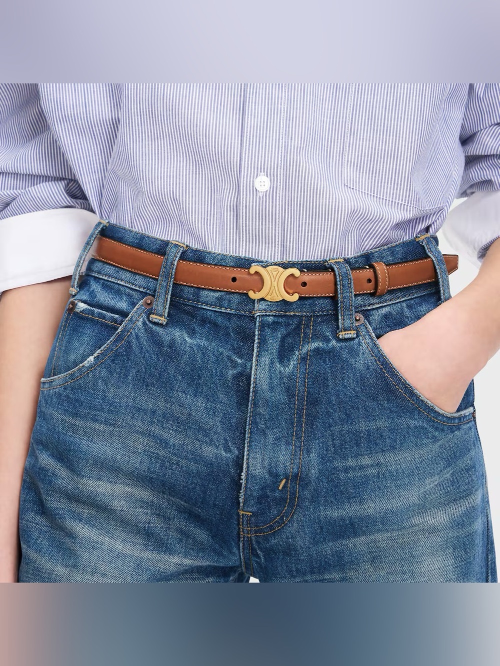 Celine Triomphe Belt 18mm in Natural Calfskin